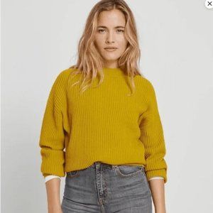 Frank & Oak Cotton Oversized Cropped Sweater in Golden Palm Mustard Size XS